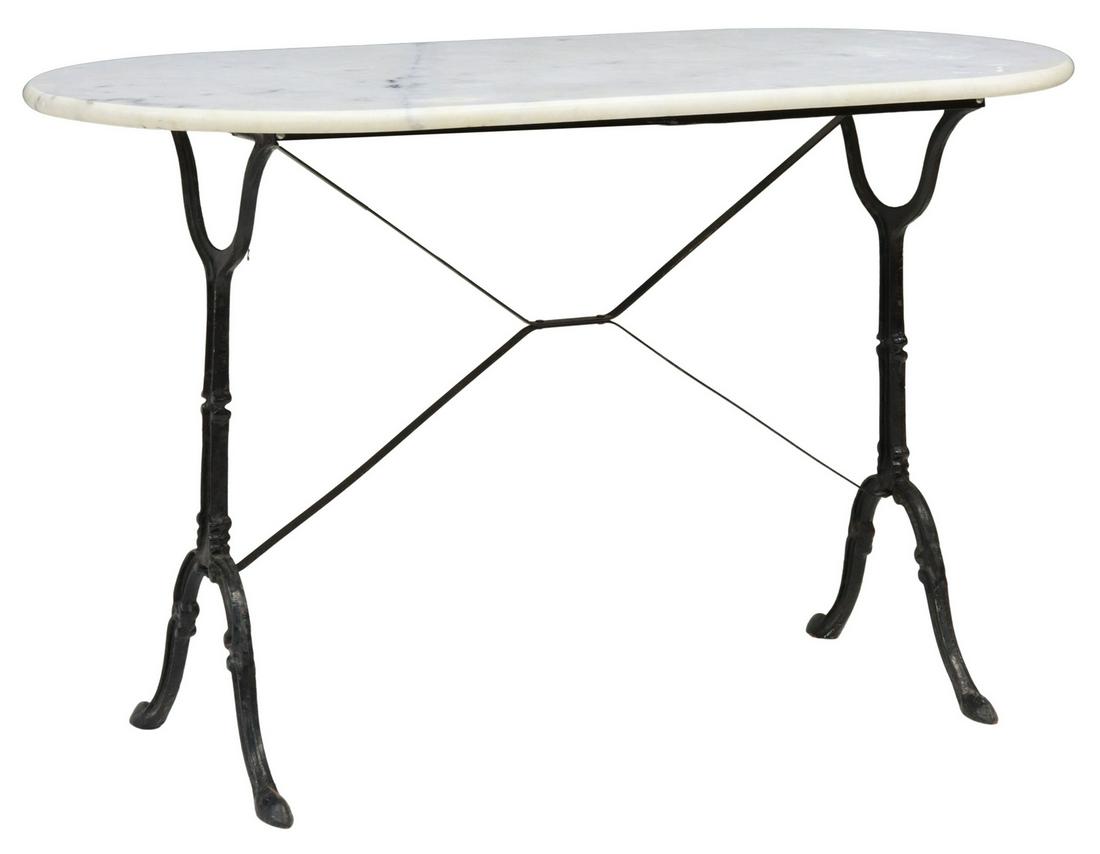 FRENCH MARBLE-TOP CAST IRON BISTRO TABLE (1 of 4)
