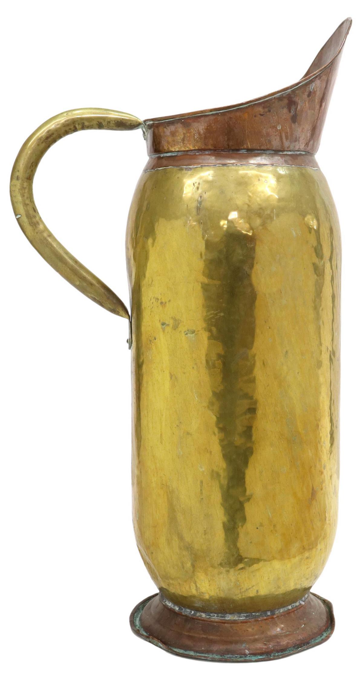 LARGE COPPER & HAMMERED BRASS EWER PITCHER (1 of 4)