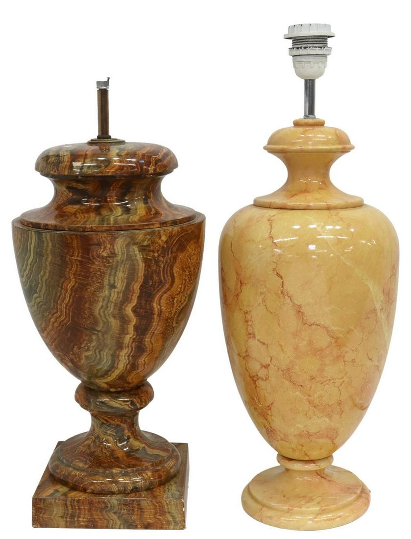 (2) ITALIAN PAINTED FAUX STONE LAMP BASES (1 of 3)