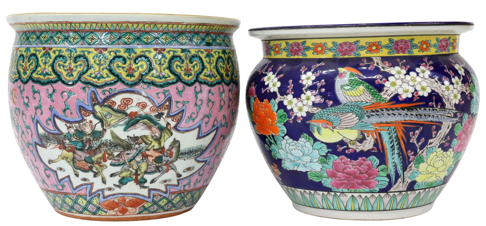 (2) CHINESE ENAMELED PORCELAIN FISHBOWL & PLANTER (1 of 3)