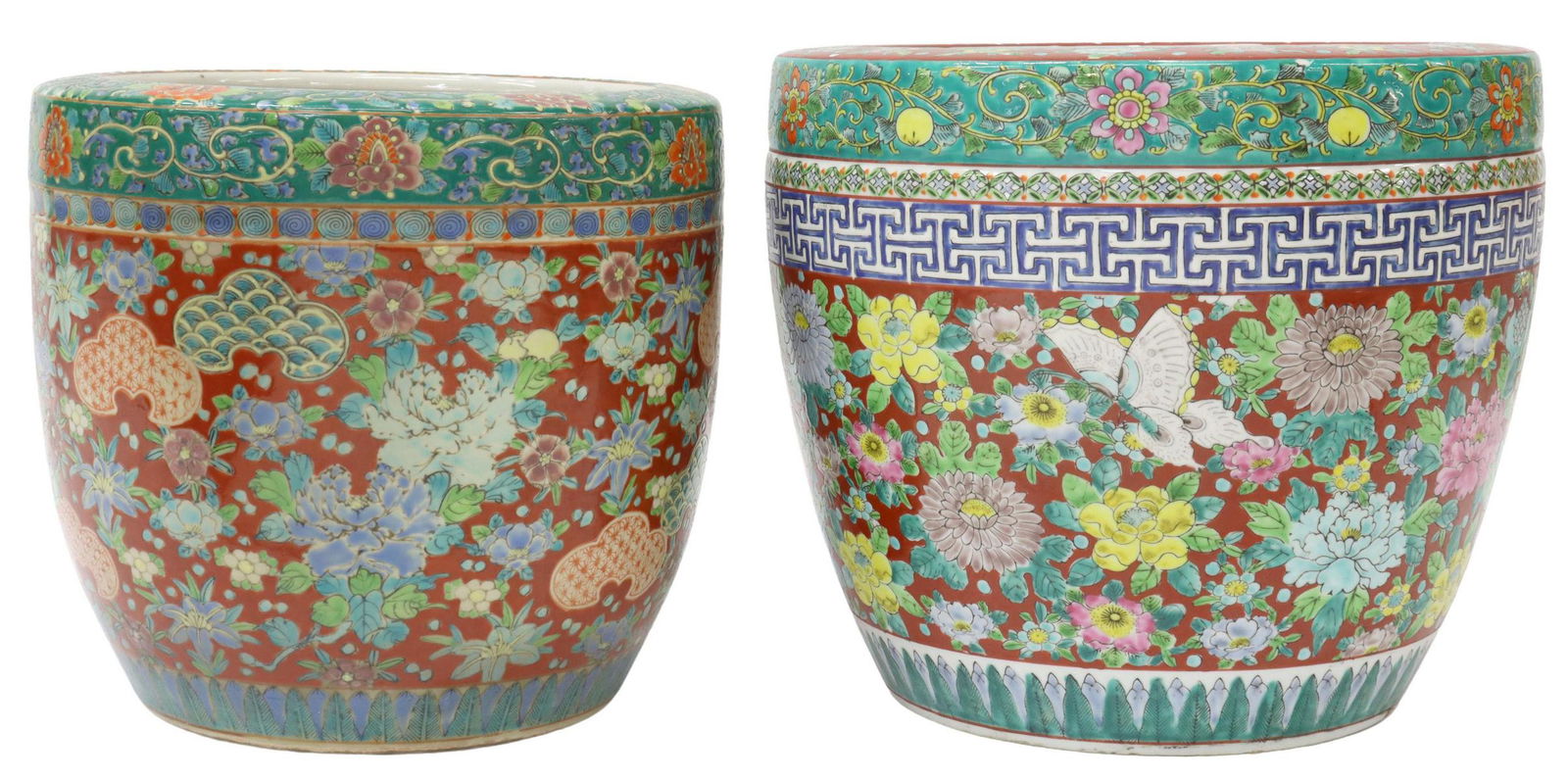 (2) CHINESE ENAMELED PORCELAIN PLANTERS (1 of 4)