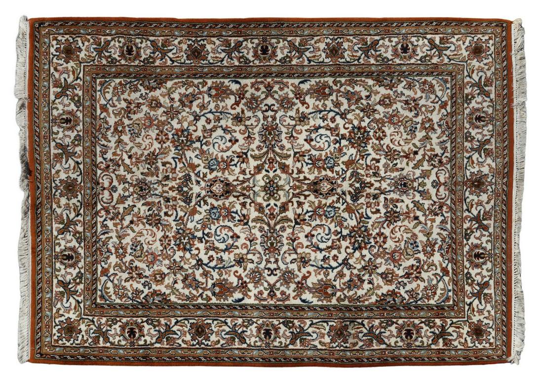 HAND-TIED TABRIZ RUG, INDIA, 7'7.5" X 5'6.5" (1 of 3)