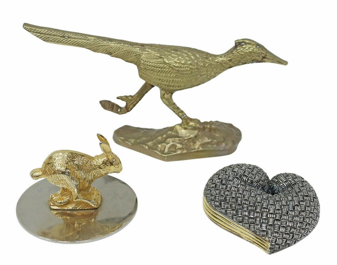 (3) NEIMAN MARCUS PAPERWEIGHTS & BRASS ROADRUNNER (1 of 6)