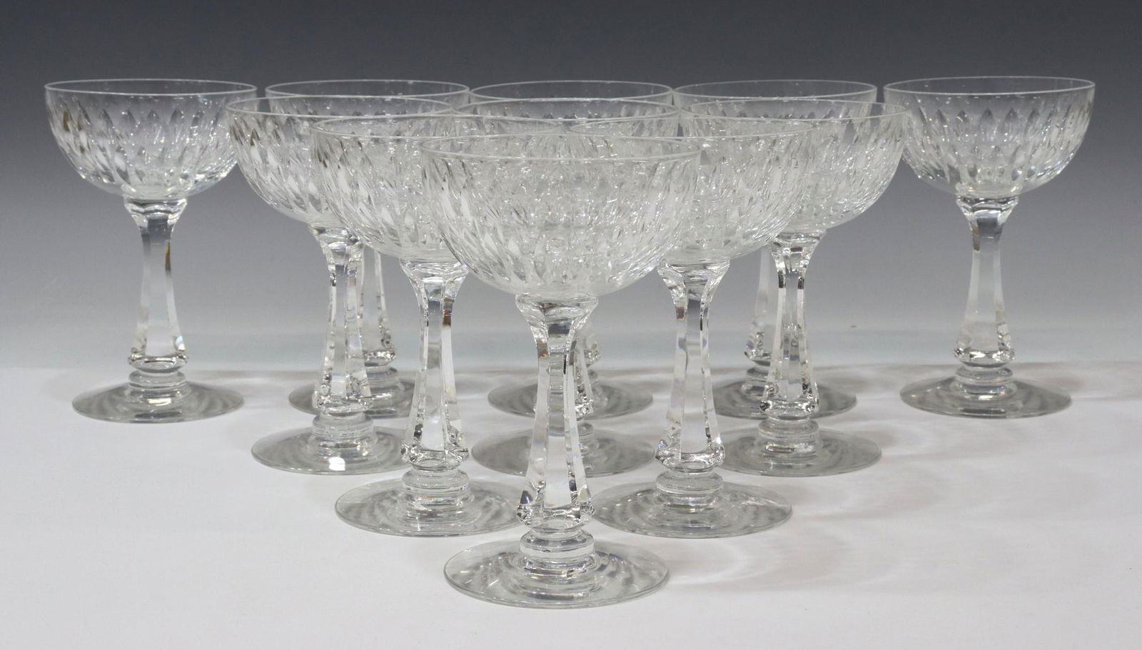 (11) HAWKES 'EARDLEY' CUT CRYSTAL CHAMPAGNE COUPES (1 of 3)