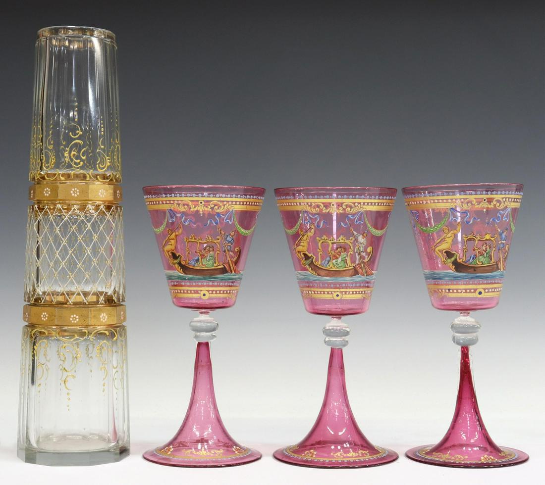 (4) CONTINENTAL HAND-PAINTED GLASSWARE (1 of 3)