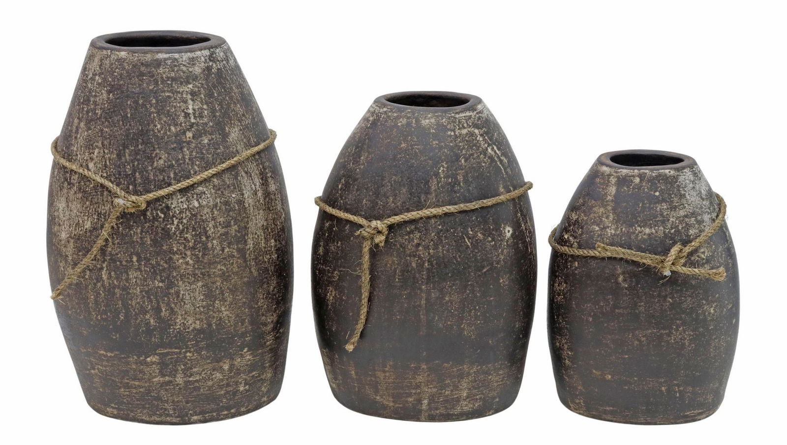 (3) DECORATIVE GRADUATED TERRACOTTA FLOOR VASES (1 of 3)