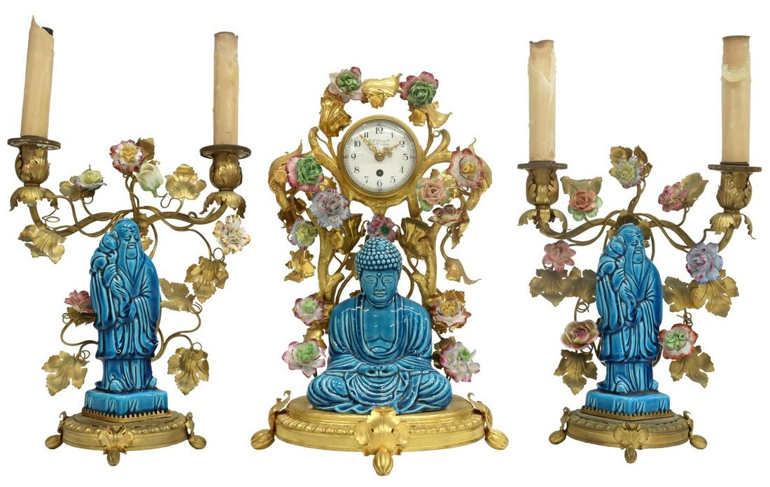 (3) GUMP RETAILED FRENCH CHINOISERIE CLOCK SET (1 of 7)