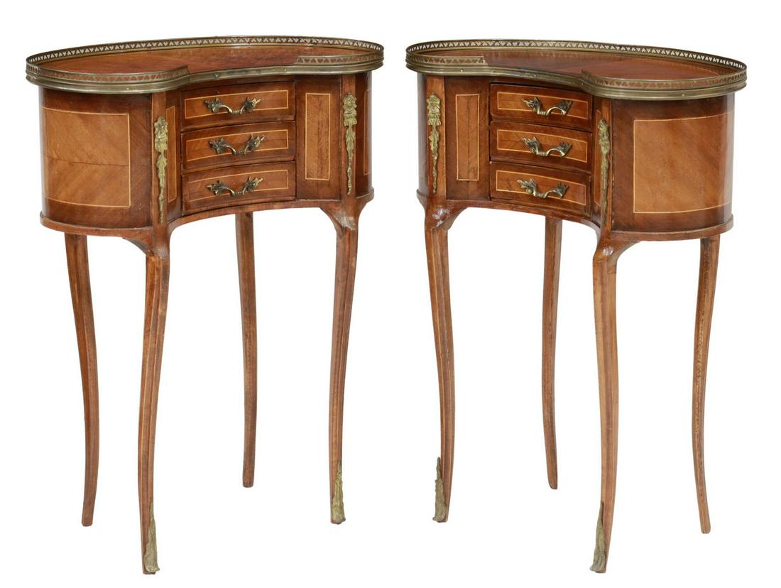 (2) LOUIS XV STYLE KIDNEY-FORM BEDSIDE TABLES (1 of 5)