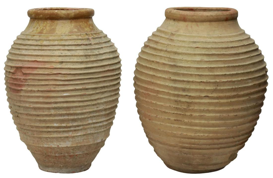 (2) LARGE CONTINENTAL TERRACOTTA OLIVE JARS, 33"H (1 of 5)