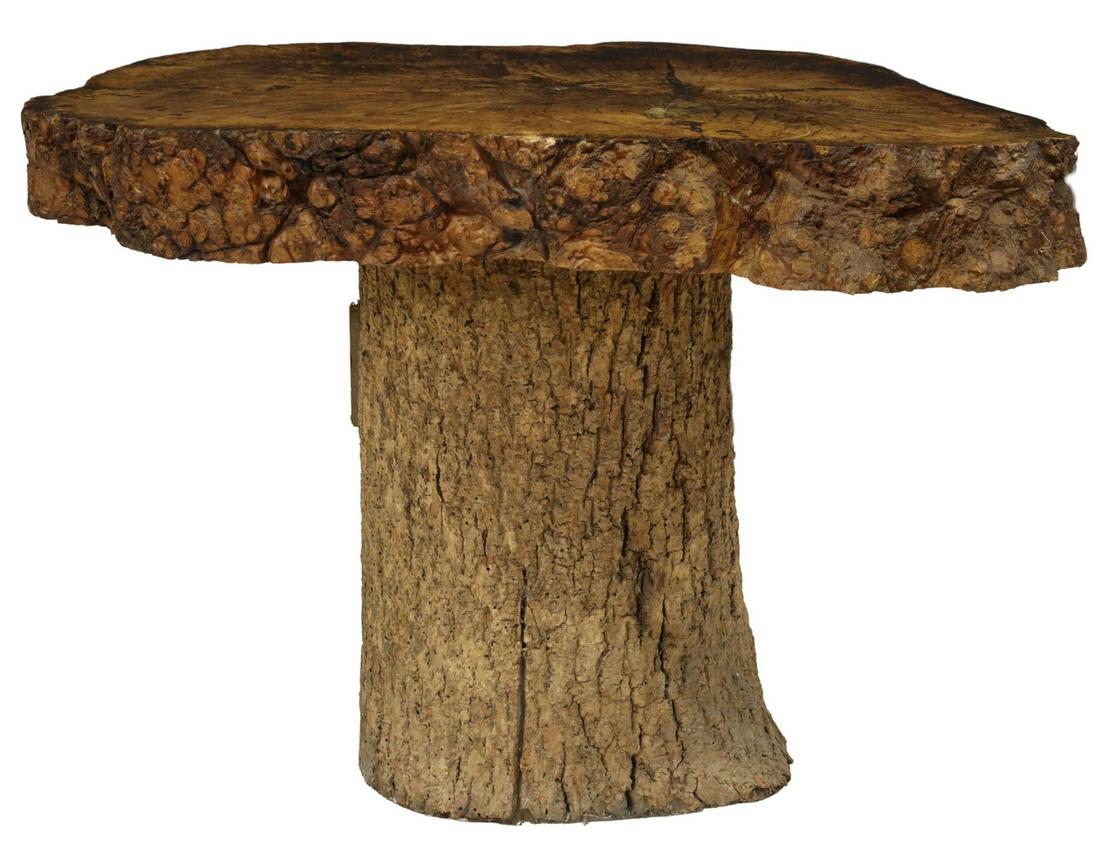 RUSTIC LIVE EDGE WOOD SLAB TOP PEDESTAL TABLE (1 of 4)