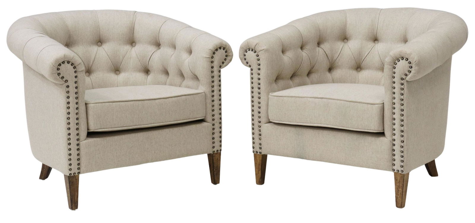 (2) LINEN UPHOLSTERED CLUB CHAIRS (1 of 3)
