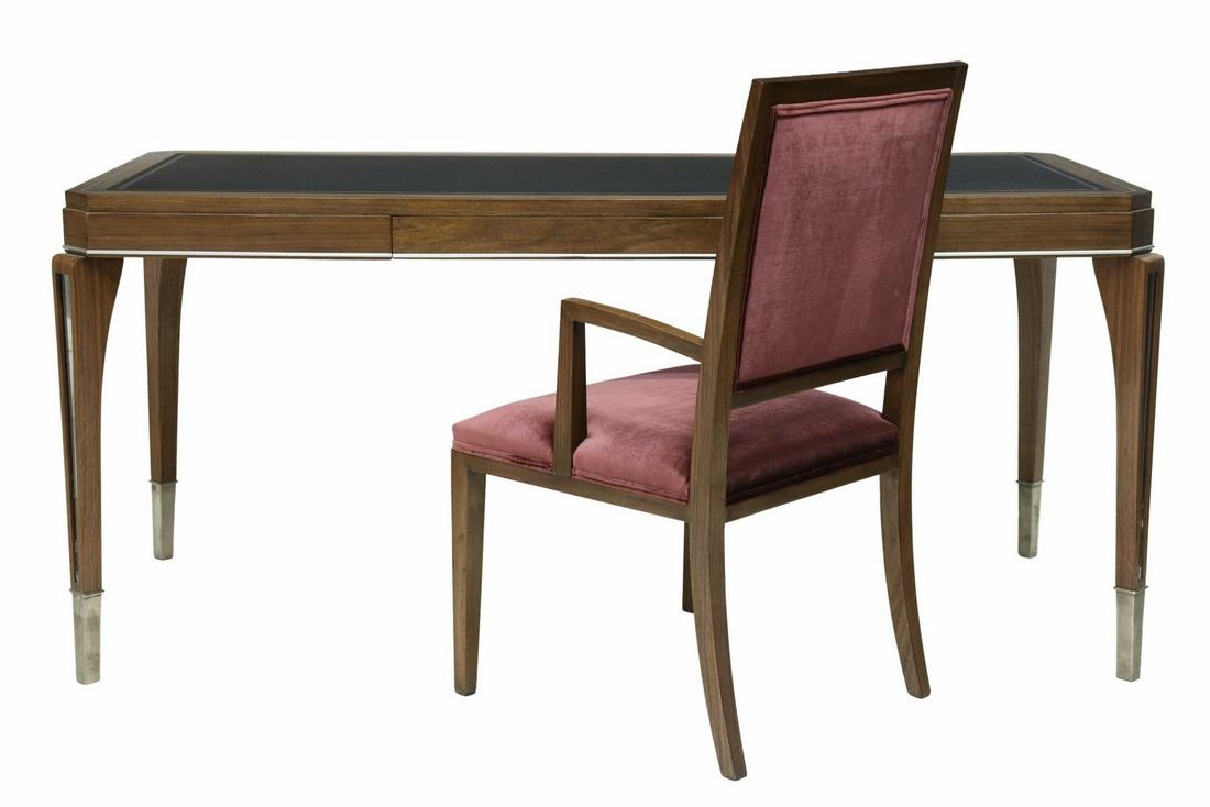 (2) CONTEMPORARY LEATHER-TOP WRITING DESK & CHAIR (1 of 6)