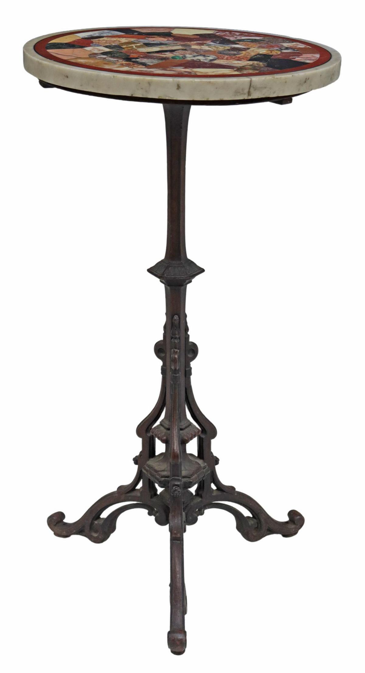 PIETRA DURA STONE SPECIMEN IRON PEDESTAL TABLE (1 of 3)