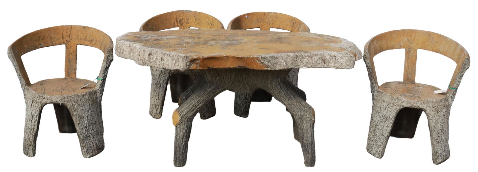 (5) FRENCH CAST STONE FAUX BOIS TABLE & ARMCHAIRS (1 of 2)