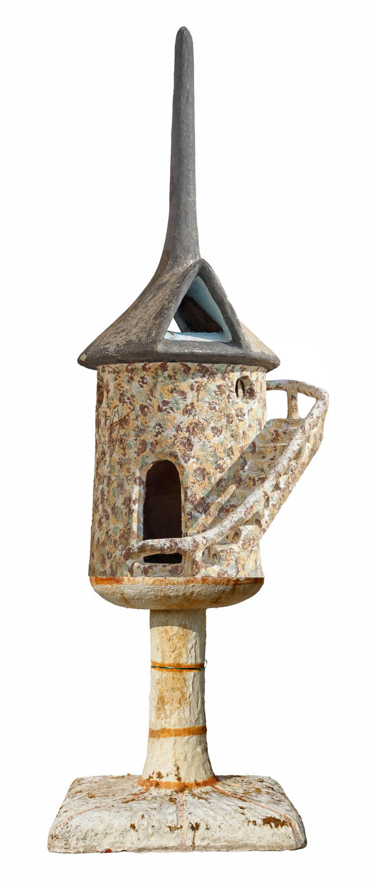 (LOT) TAUGOURDEAU HOUSE SCULPTURE WITH PEDESTAL (1 of 2)