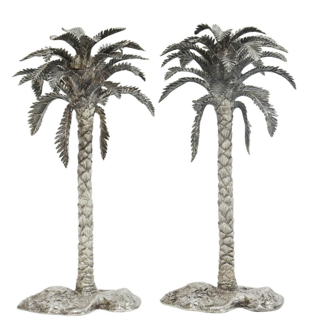 (2) PATRICK MAVROS STERLING DATE PALM CANDLESTICKS (1 of 4)