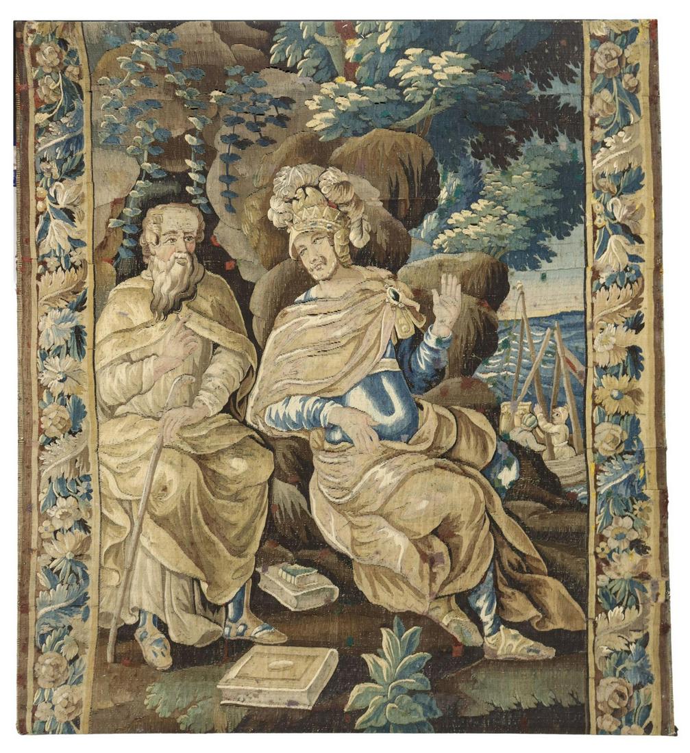 AUBUSSON MYTHOLOGICAL TAPESTRY, 90" X 82" (1 of 2)