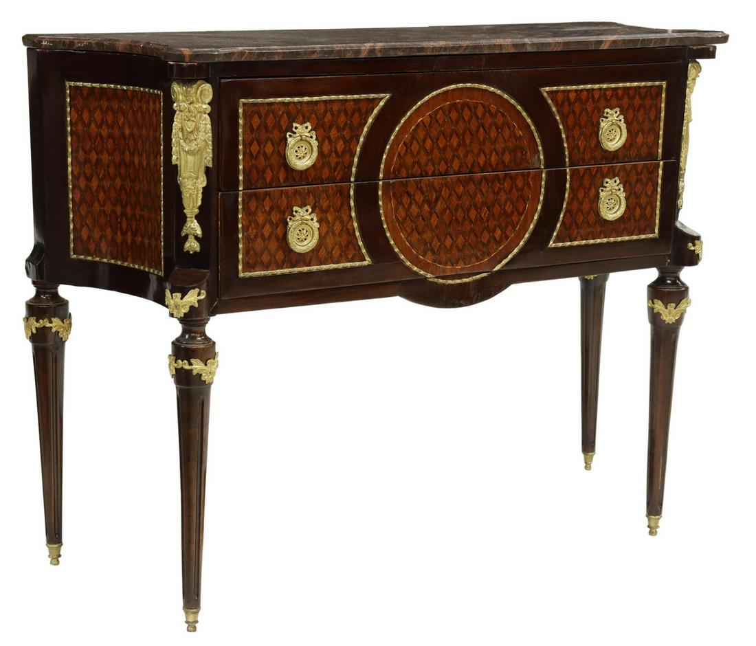 FRENCH LOUIS XVI STYLE MARBLE-TOP COMMODE (1 of 6)