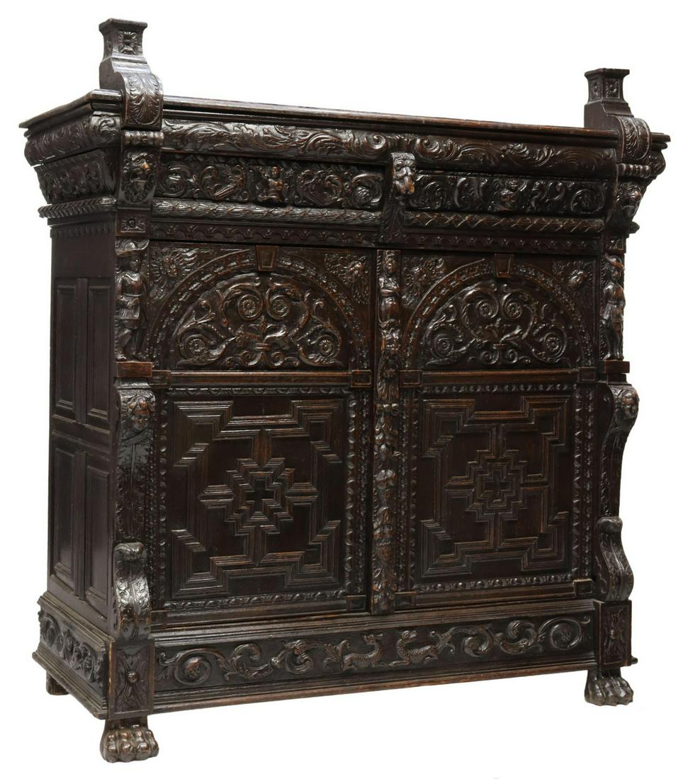 FRENCH WELL-CARVED OAK CUPBOARD (1 of 6)