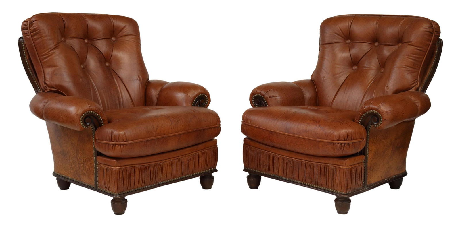 (2) ITALIAN BUTTON-TUFTED LEATHER ARMCHAIRS (1 of 3)