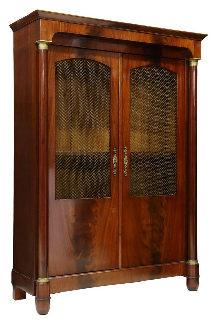 FRENCH EMPIRE STYLE MAHOGANY BOOKCASE VITRINE (1 of 4)