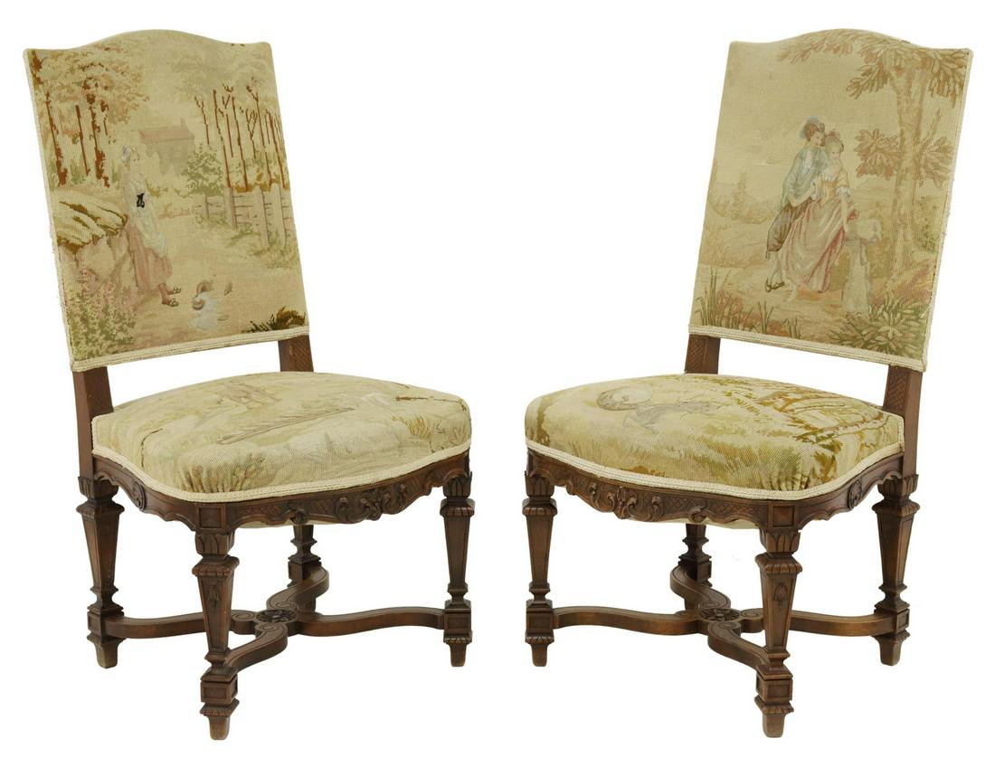 (2) FRENCH LOUIS XIV STYLE UPHOLSTERED SIDE CHAIRS (1 of 4)