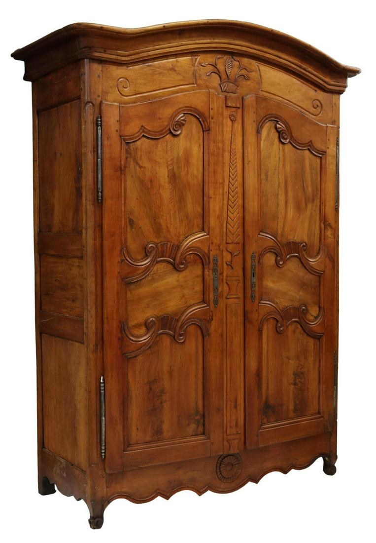FRENCH PROVINCIAL LOUIS XV STYLE FRUITWOOD ARMOIRE (1 of 5)