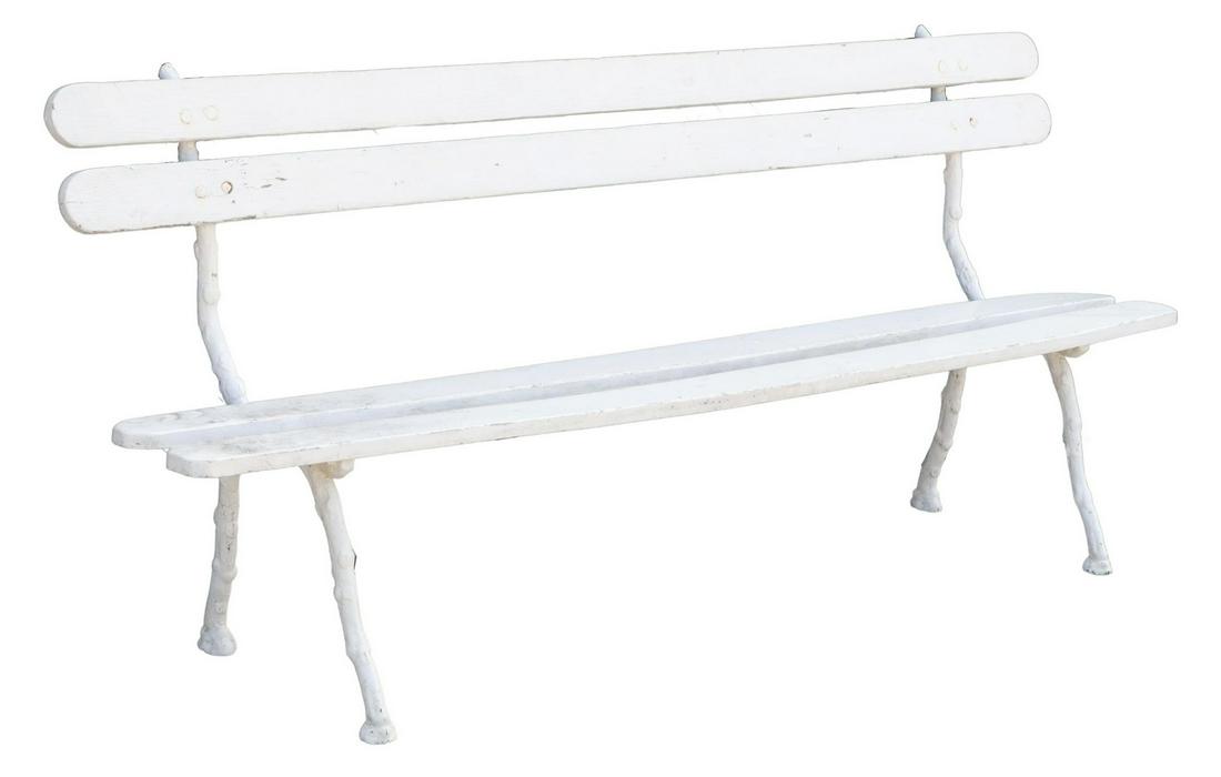 PAINTED WOOD & CAST IRON BRANCH-FORM GARDEN BENCH (1 of 3)