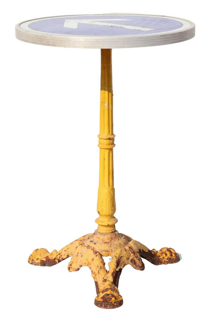 FRENCH CAST IRON BISTRO PEDESTAL TABLE (1 of 3)