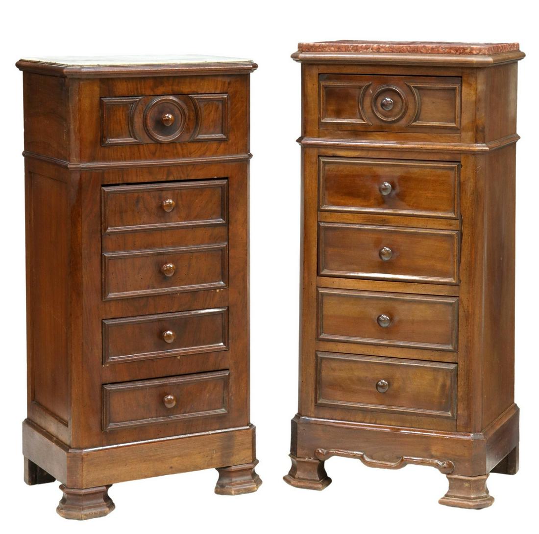 (2) FRENCH LOUIS PHILIPPE MARBLE-TOP NIGHTSTANDS (1 of 6)