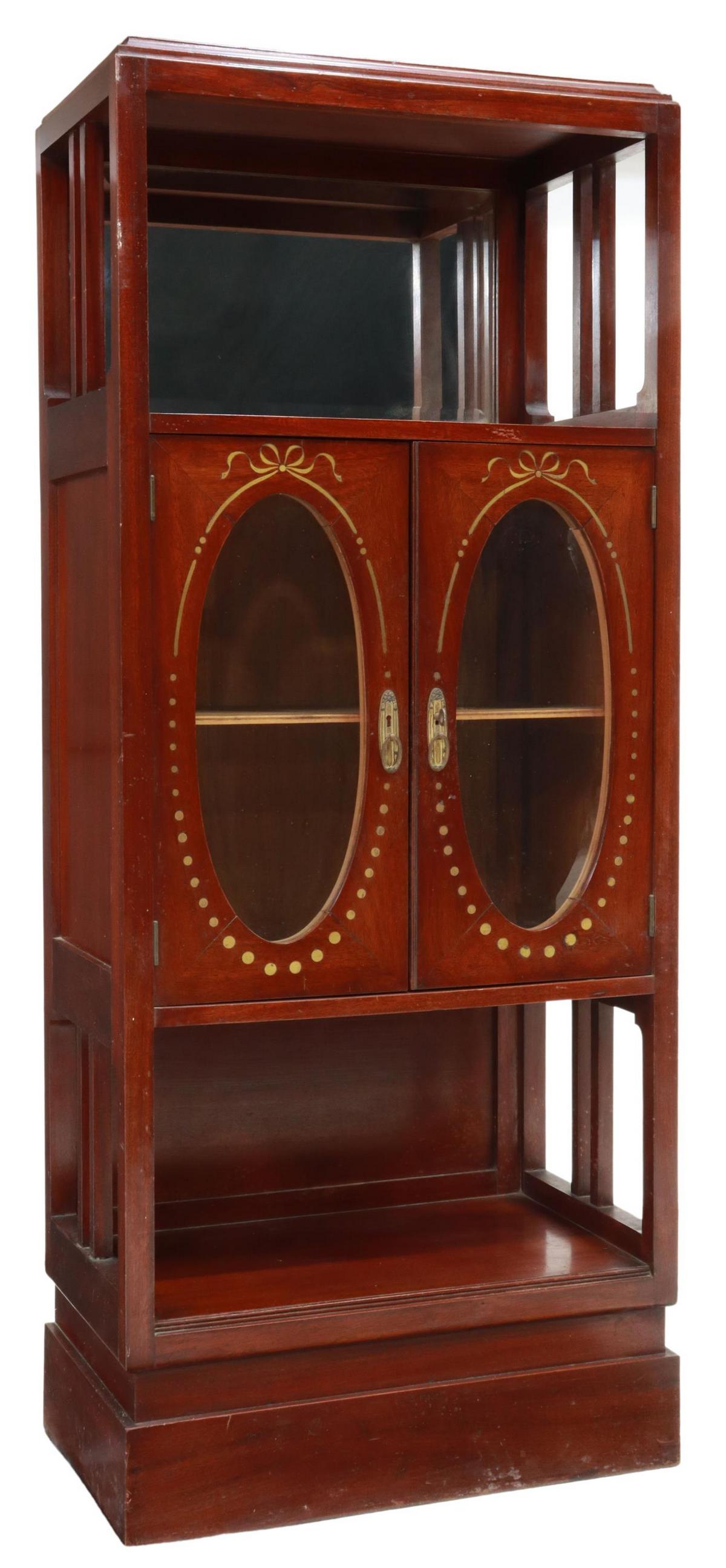 ITALIAN ART NOUVEAU MAHOGANY DISPLAY CABINET (1 of 4)