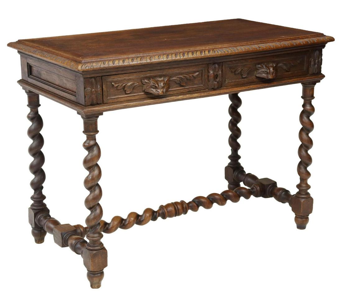 FRENCH HENRI II STYLE OAK WRITING TABLE (1 of 5)