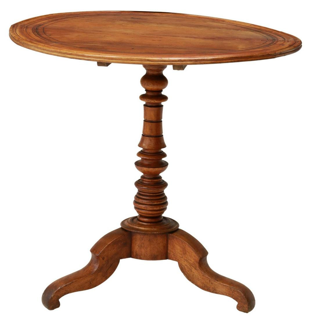 FRENCH PROVINCIAL WALNUT TILT-TOP PEDESTAL TABLE (1 of 5)