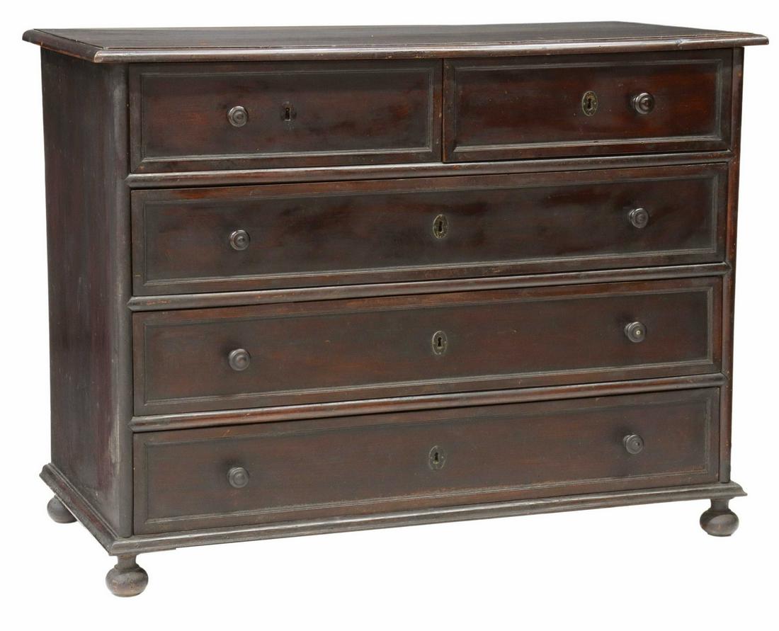 ITALIAN MAHOGANY FINISH FIVE-DRAWER COMMODE (1 of 5)