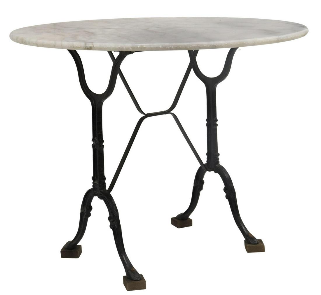 FRENCH MARBLE-TOP CAST IRON BISTRO TABLE (1 of 3)