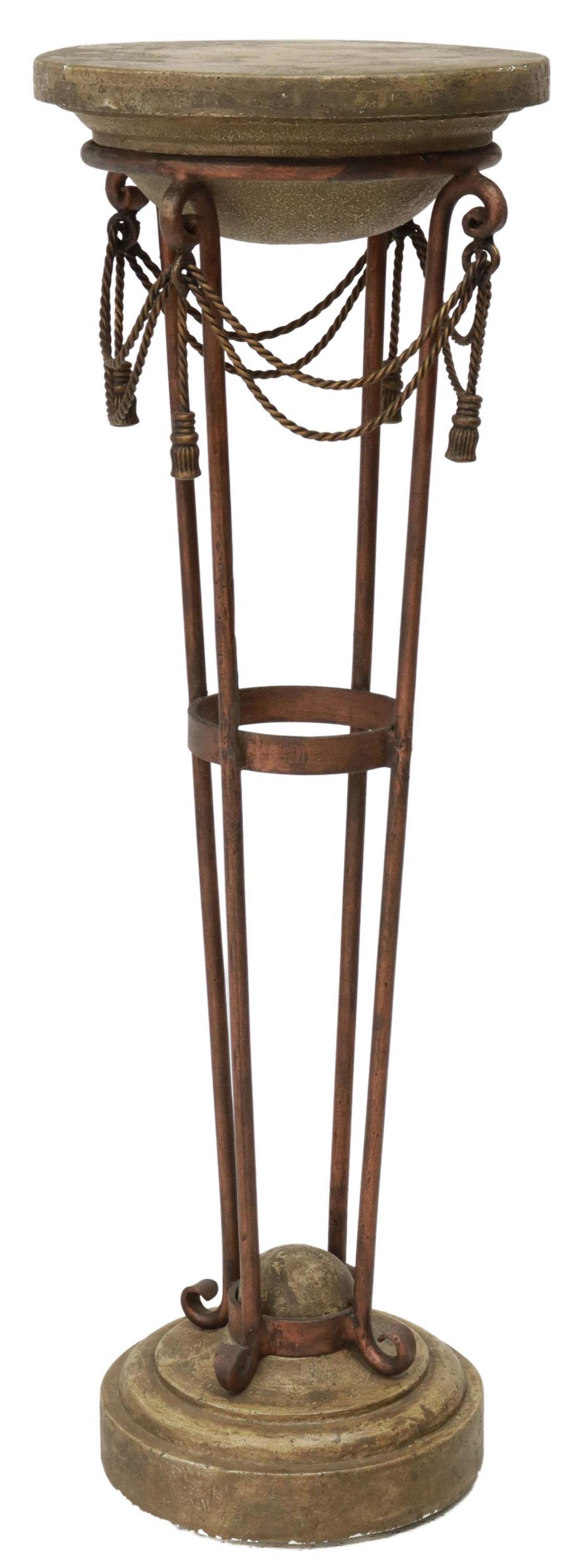 FAUX STONE & PAINTED IRON PLANT STAND PEDESTAL (1 of 3)
