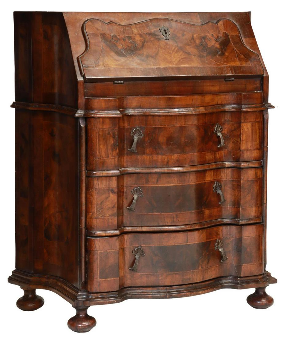 VENETIAN PATCHWORK VENEER SLANT FRONT DESK (1 of 5)