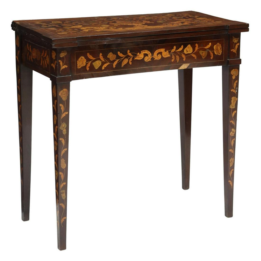 DUTCH MAHOGANY MARQUETRY FLIP-TOP GAMES TABLE (1 of 8)