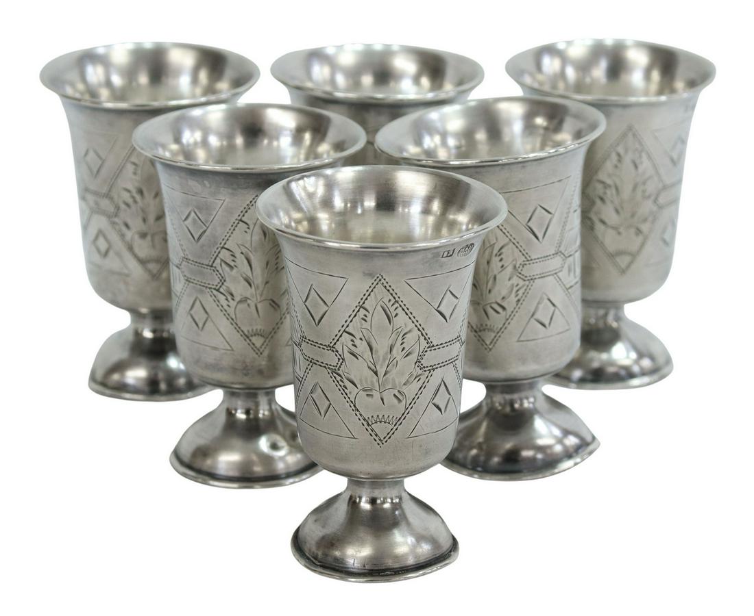 (6) RUSSIAN JUDAICA .875 SILVER KIDDUSH CUPS (1 of 6)