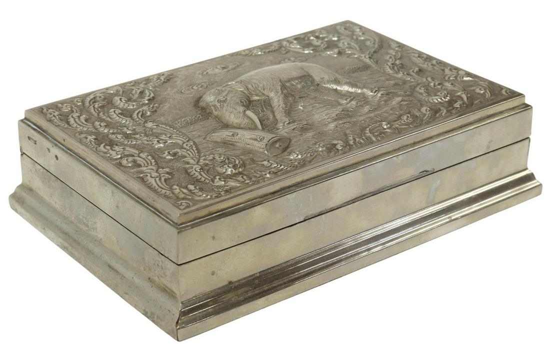 THAI STERLING REPOUSSE TABLE BOX WITH ELEPHANT (1 of 7)