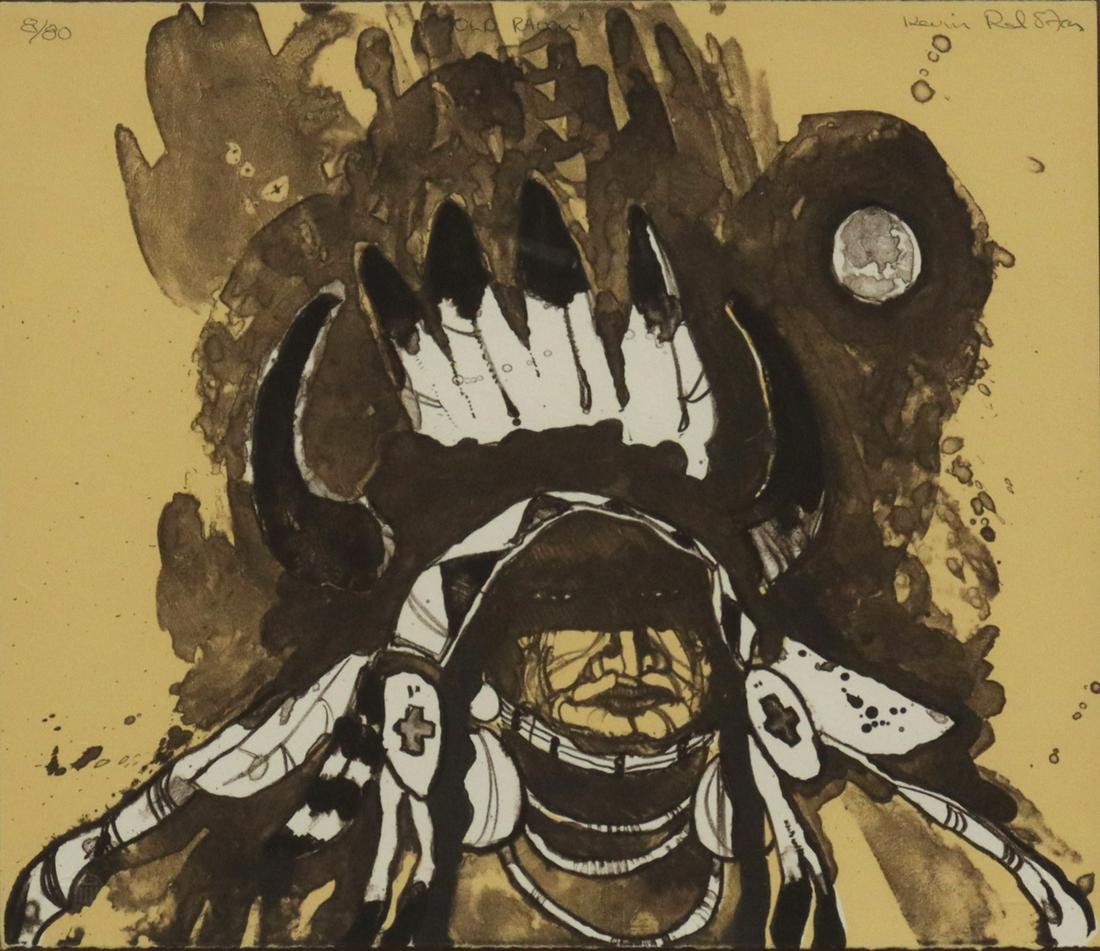 KEVIN RED STAR (B.1943) 'OLD RAVEN' LITHOGRAPH (1 of 4)