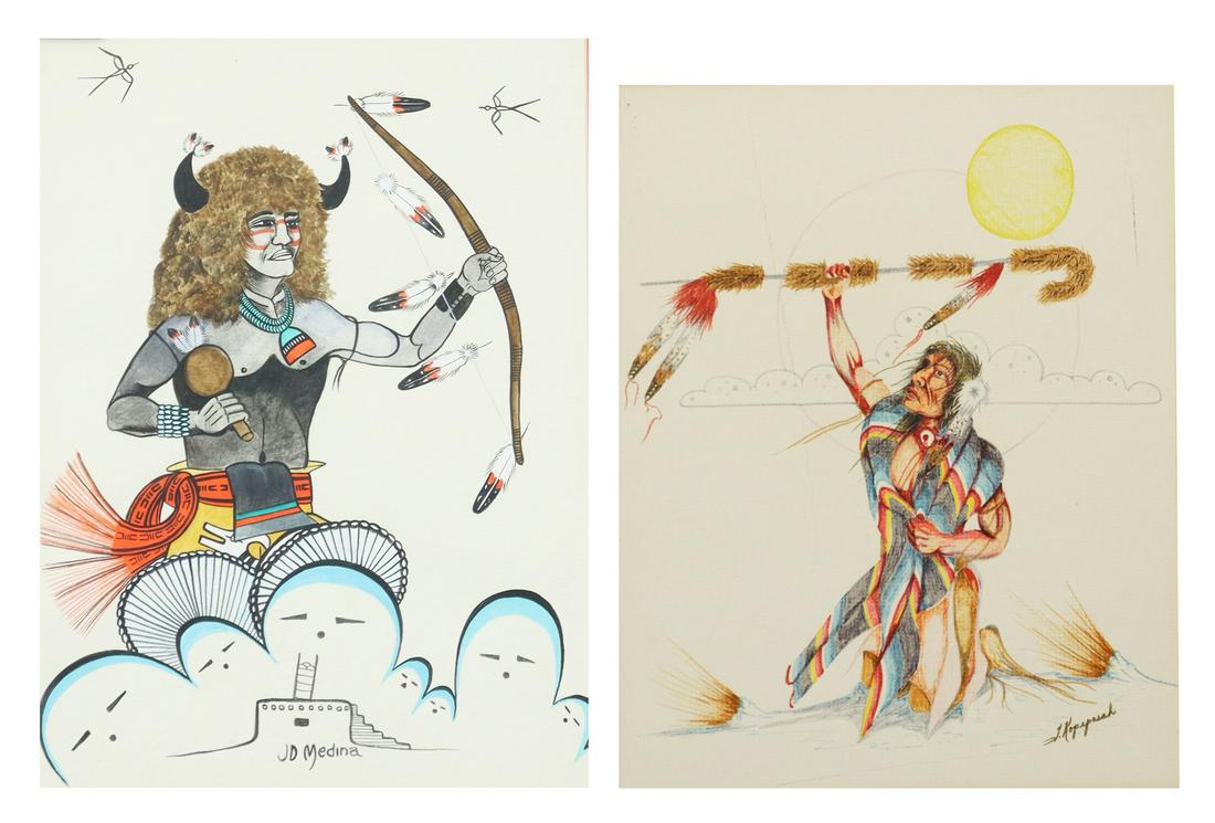 (2) FRAMED NATIVE AMERICAN PAINTINGS, J.D. MEDINA (1 of 8)