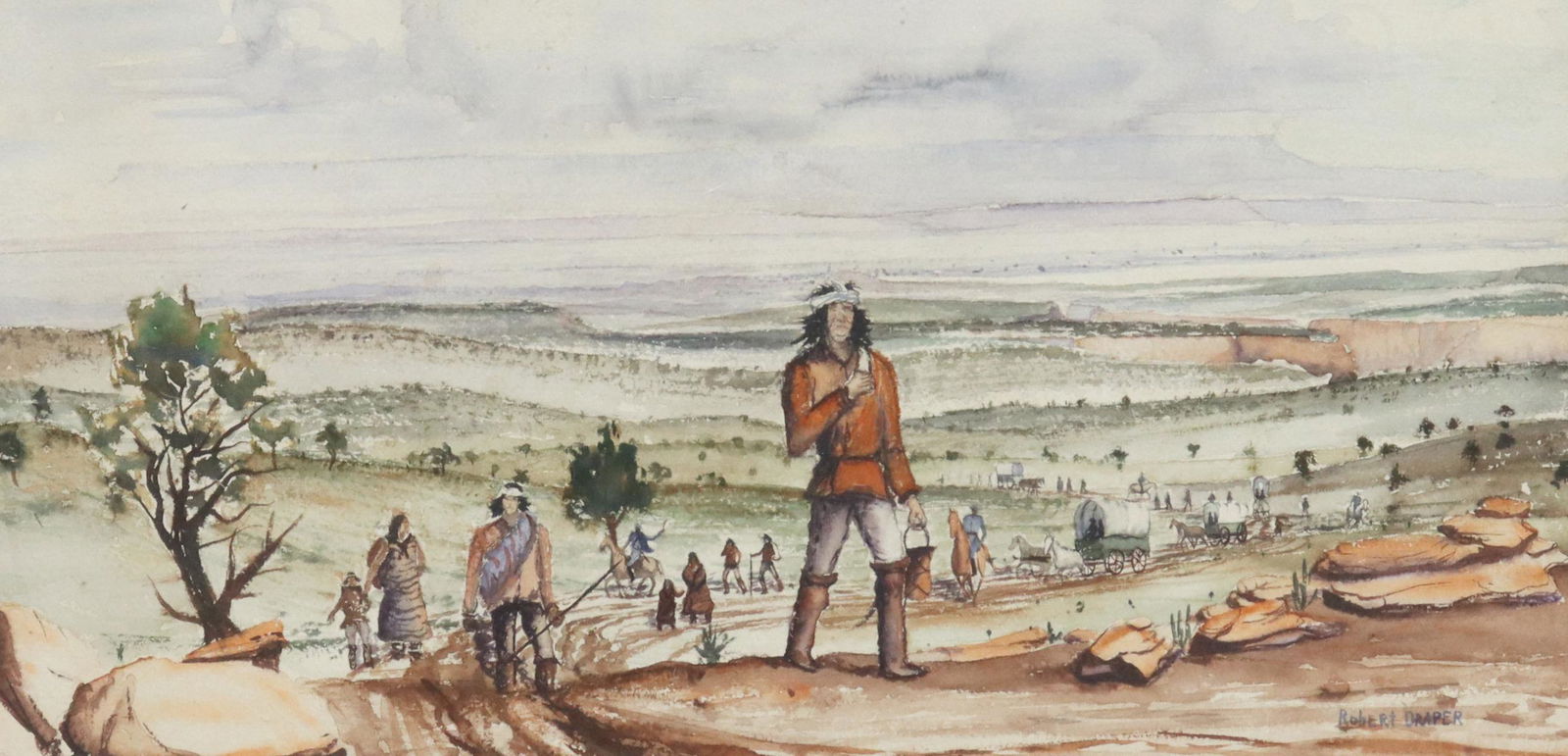 ROBERT DRAPER (1938-2000) LONG MARCH WATERCOLOR (1 of 4)