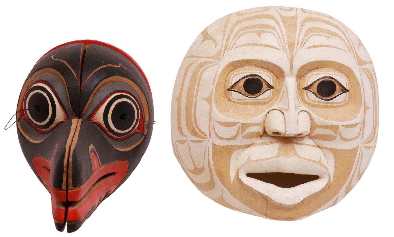 (2) NORTHWEST COAST STYLE MASKS, TRANSFORMATION (1 of 4)