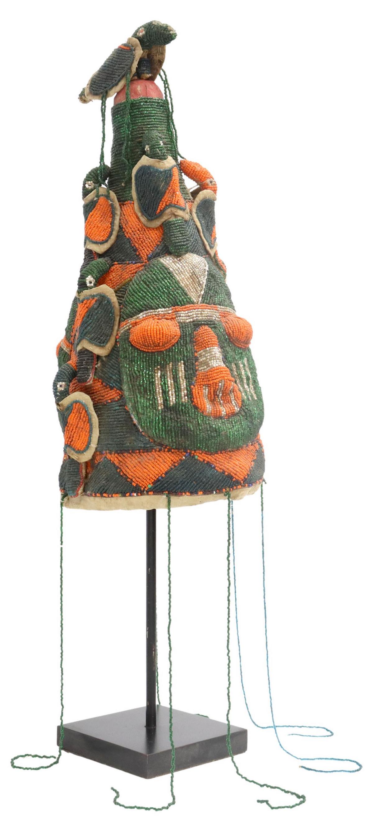 AFRICAN YORUBA BEADED CEREMONIAL HEADDRESS (1 of 5)