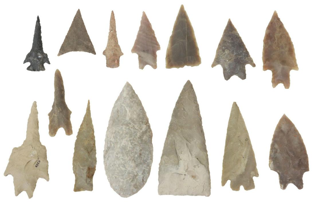 (14) NATIVE AMERICAN ARROWHEADS & DRILLS, TEXAS (1 of 2)