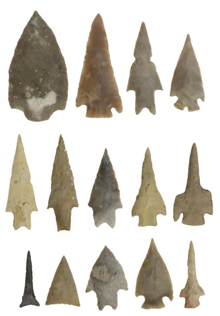 (14) NATIVE AMERICAN ARROWHEADS & DRILLS, TEXAS (1 of 2)