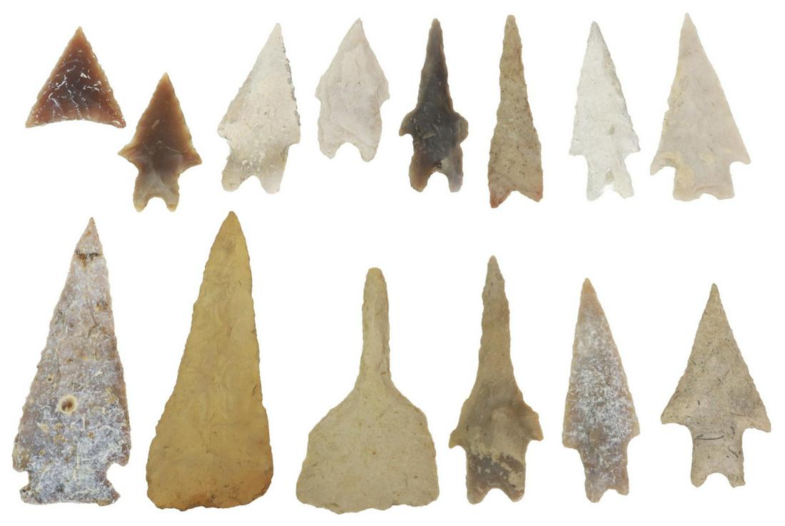 (14) NATIVE AMERICAN ARROWHEADS & DRILLS, TEXAS (1 of 2)