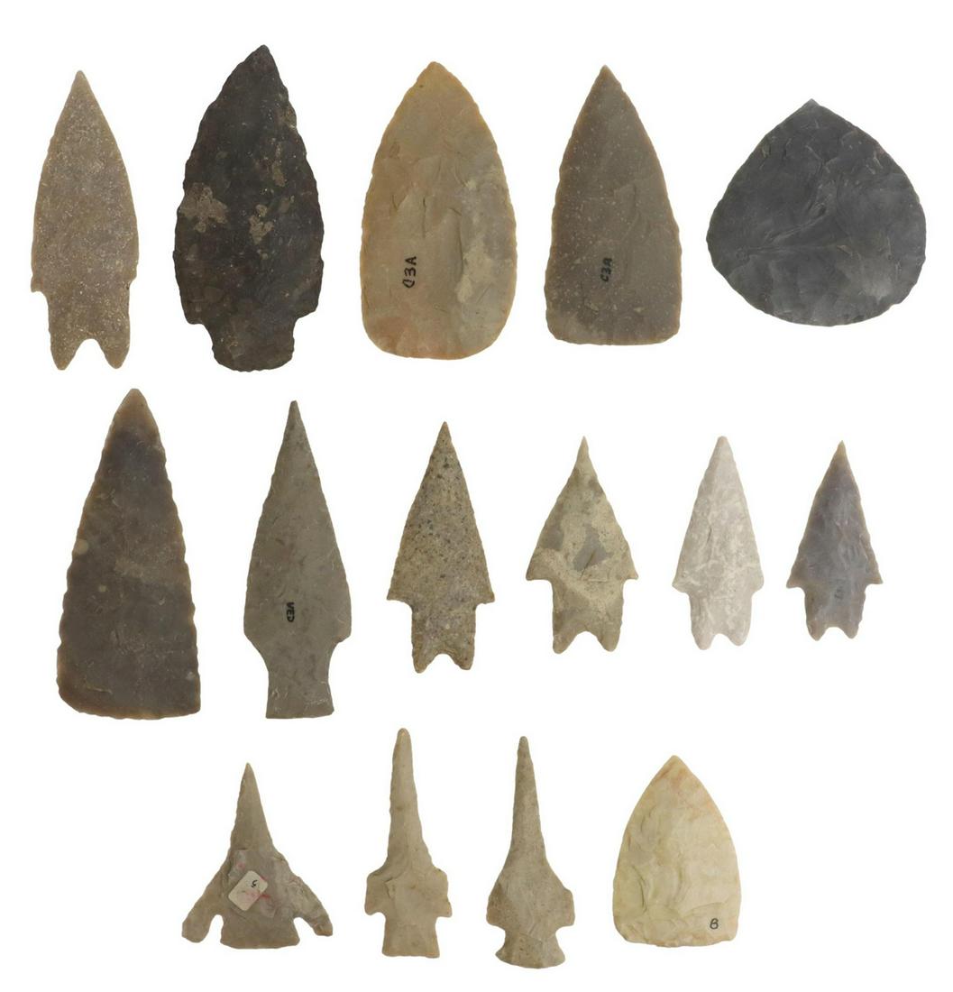 (15) NATIVE AMERICAN ARROWHEADS & DRILLS, TEXAS (1 of 2)