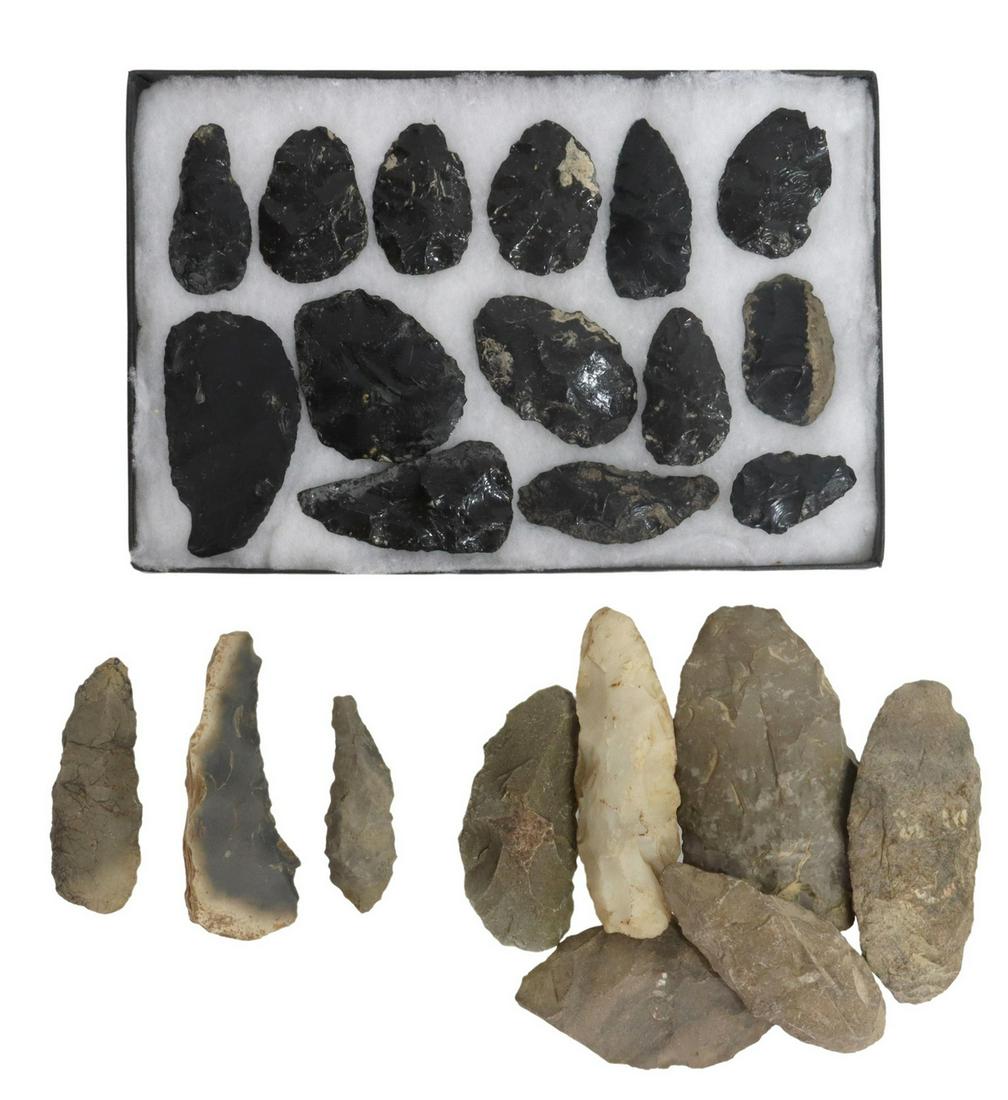 (23) NATIVE AMERICAN ARTIFACTS, BLADES & SCRAPERS (1 of 4)